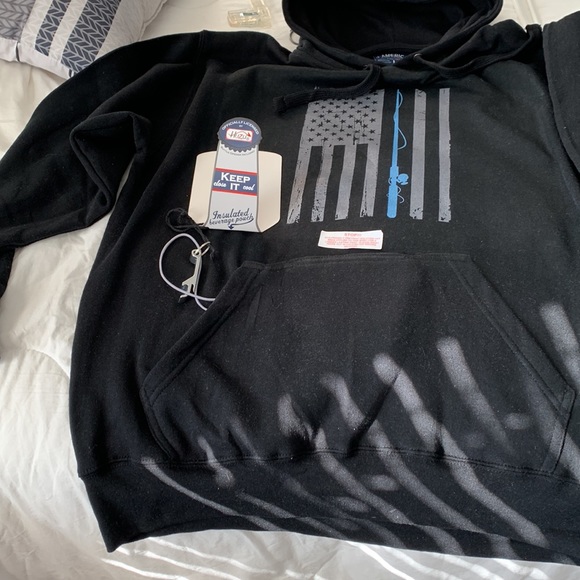 J America Huzu men’s black hooded sweatshirt - Picture 3 of 3